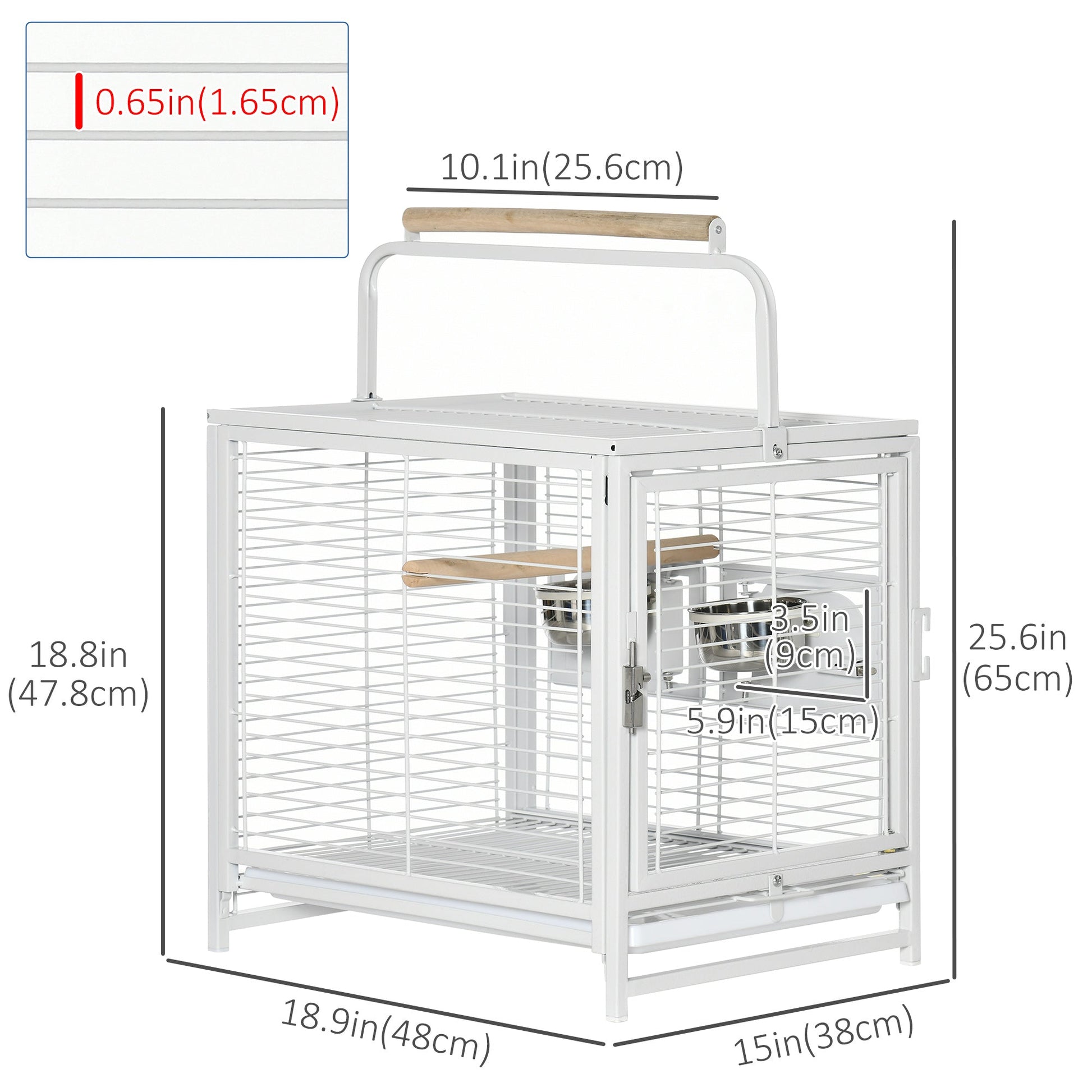 Bird Travel Carrier Cage for Parrots Conures African Grey Cockatiel Parakeets with Stand Perch, Stainless Steel Bowls, Pull Out Tray, White Bird Cages   at Gallery Canada