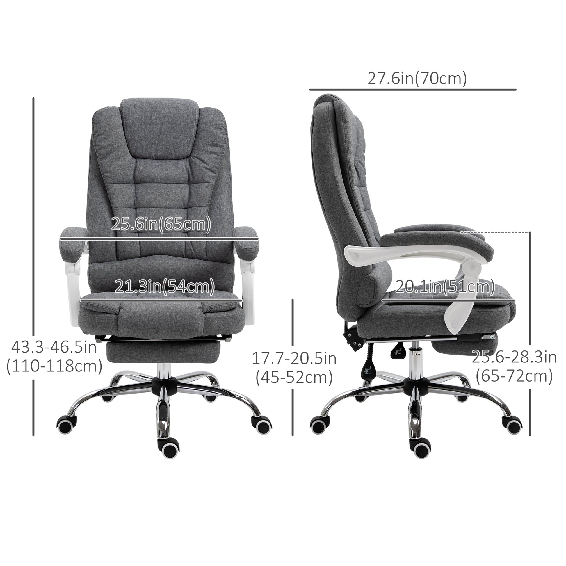 High Back Computer Chair with Retractable Footrest, Executive Office Chair with Adjustable Height, Dark Grey Executive & Manager Chairs   at Gallery Canada