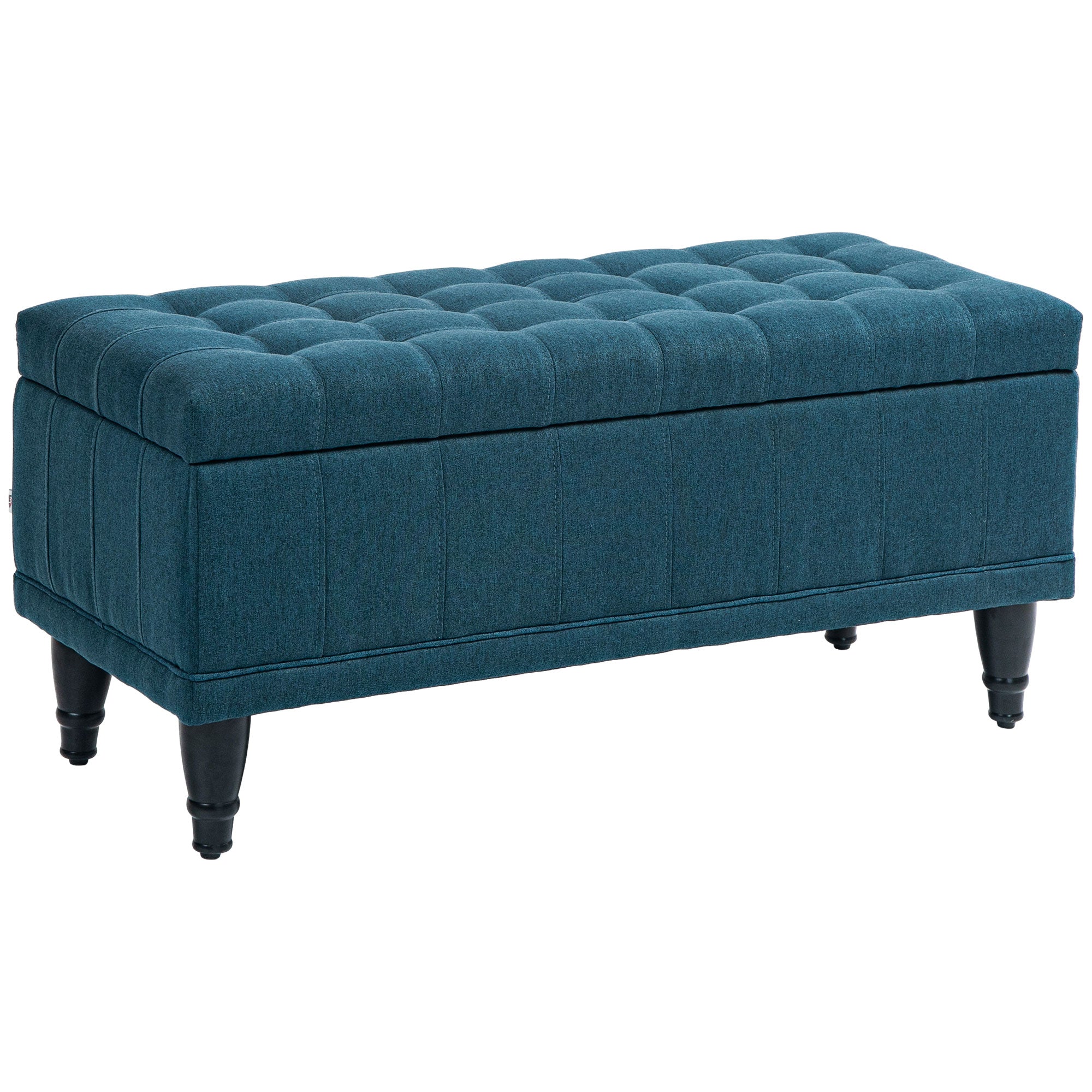 Storage Ottoman, Linen Fabric End of Bed Bench with Button Tufted Storage Bench for Bedroom, Blue Storage Ottomans & Benches   at Gallery Canada