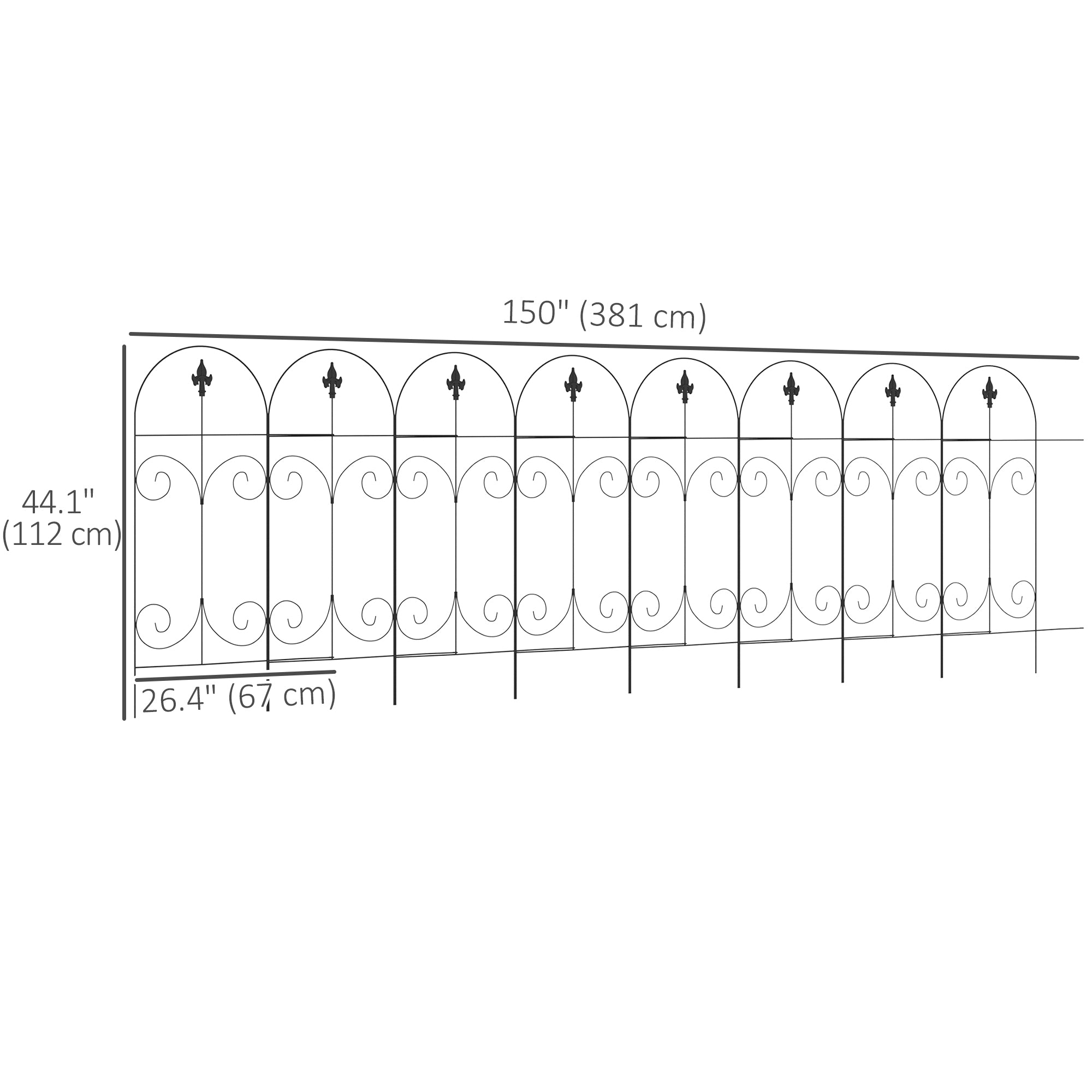 Outdoor Metal Garden Fence Panels, Animal Barrier &; Border Edging for Yard, Patio, 8 Pack, Scrollworks and Spears Garden Fences   at Gallery Canada