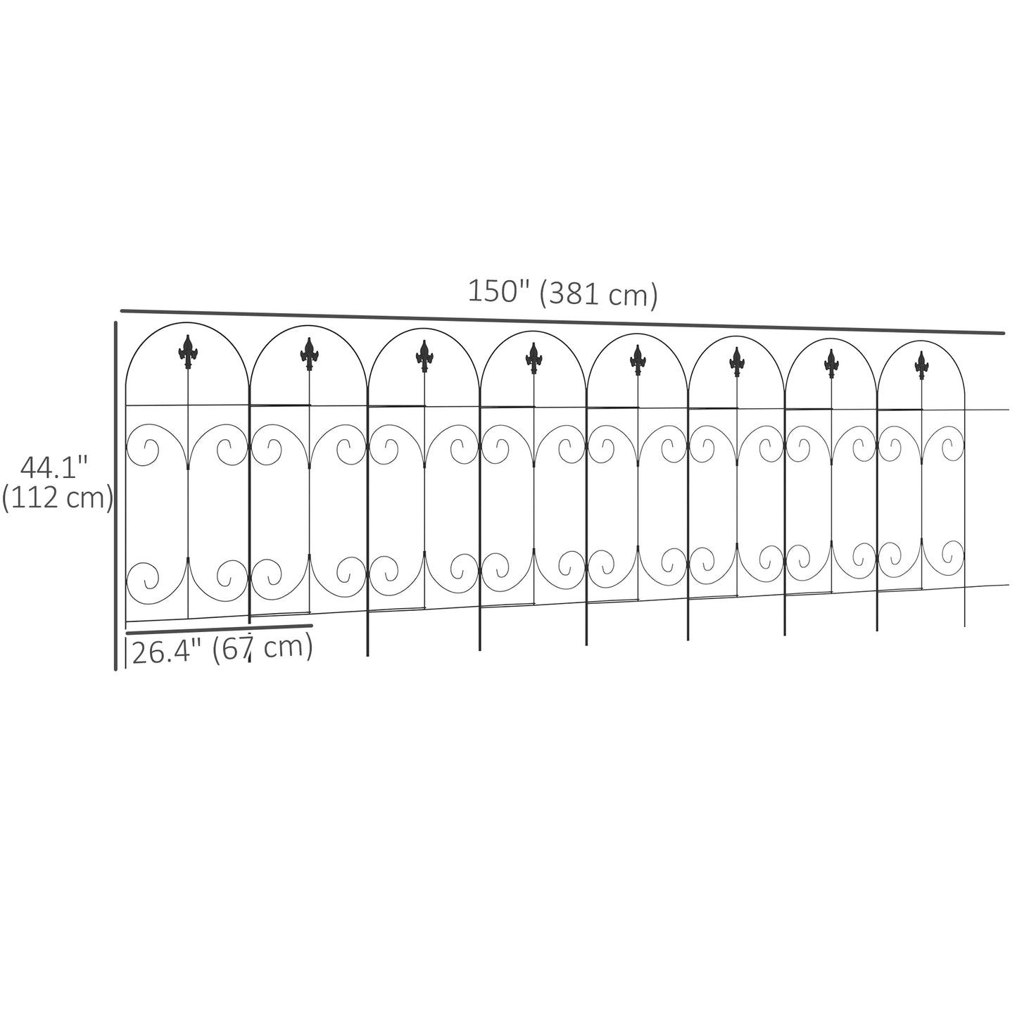 Outdoor Metal Garden Fence Panels, Animal Barrier &; Border Edging for Yard, Patio, 8 Pack, Scrollworks and Spears Garden Fences   at Gallery Canada