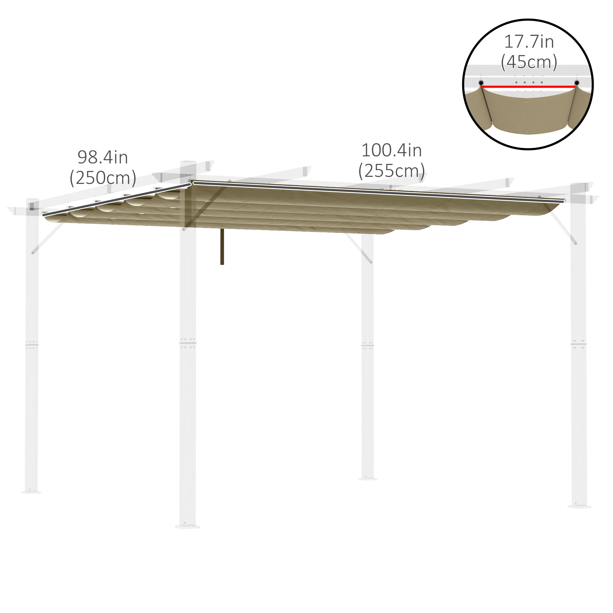 Retractable Replacement Pergola Canopy for 9.8' x 9.8' Pergola, Pergola Cover Replacement, Tan Gazebo Canopy Replacement   at Gallery Canada