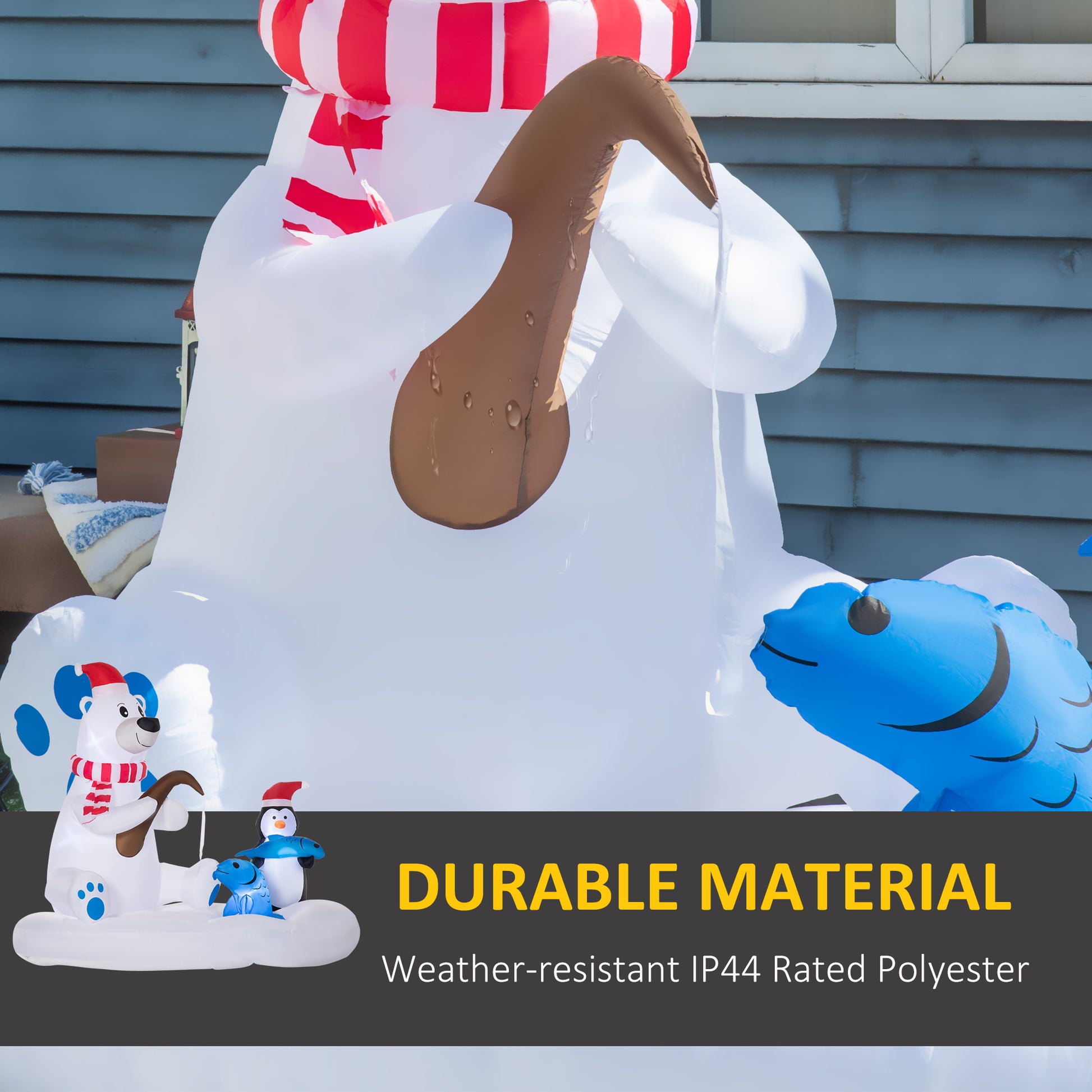 6ft Christmas Inflatable Polar Bear and Penguin with Santa's Hat Fishing on Board, Blow-Up Outdoor LED Yard Display for Lawn Garden Party Christmas Inflatables   at Gallery Canada