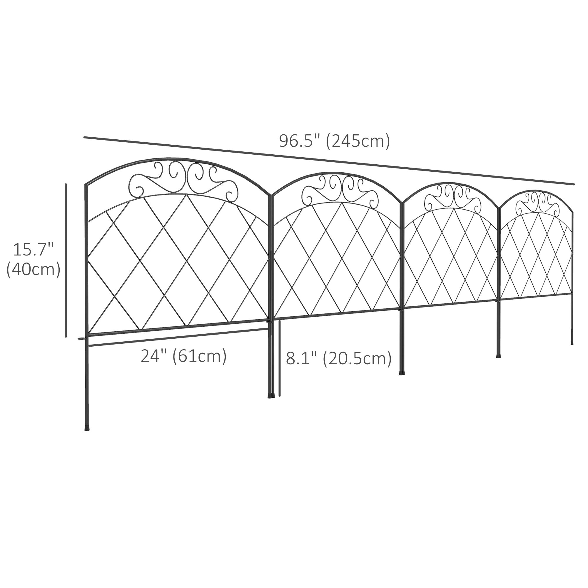 4 Pack Garden Fencing for Yard, Decorative Fence Panels as Animal Barrier and Flower Edging, Swirls Garden Fences   at Gallery Canada