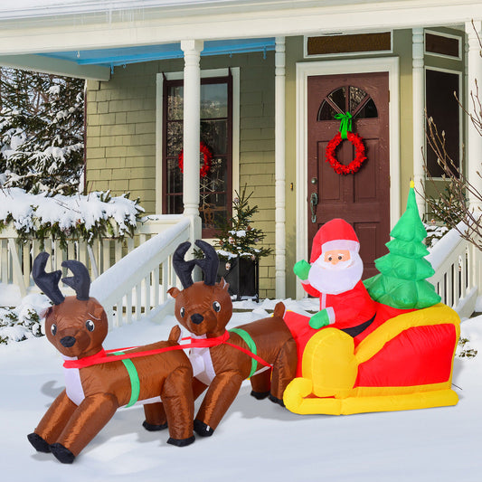 7' Inflatable Christmas Santa in Sleigh Reindeer LED Lighted Decoration - Gallery Canada