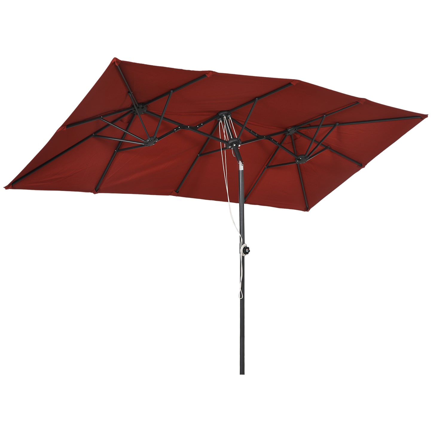 Double-Sided Patio Umbrella Parasol with Tilt, Adjustable Height, Vents and 12 Ribs, for Garden, Deck, Pool, Wine Red Sun Umbrellas Wine Red  at Gallery Canada