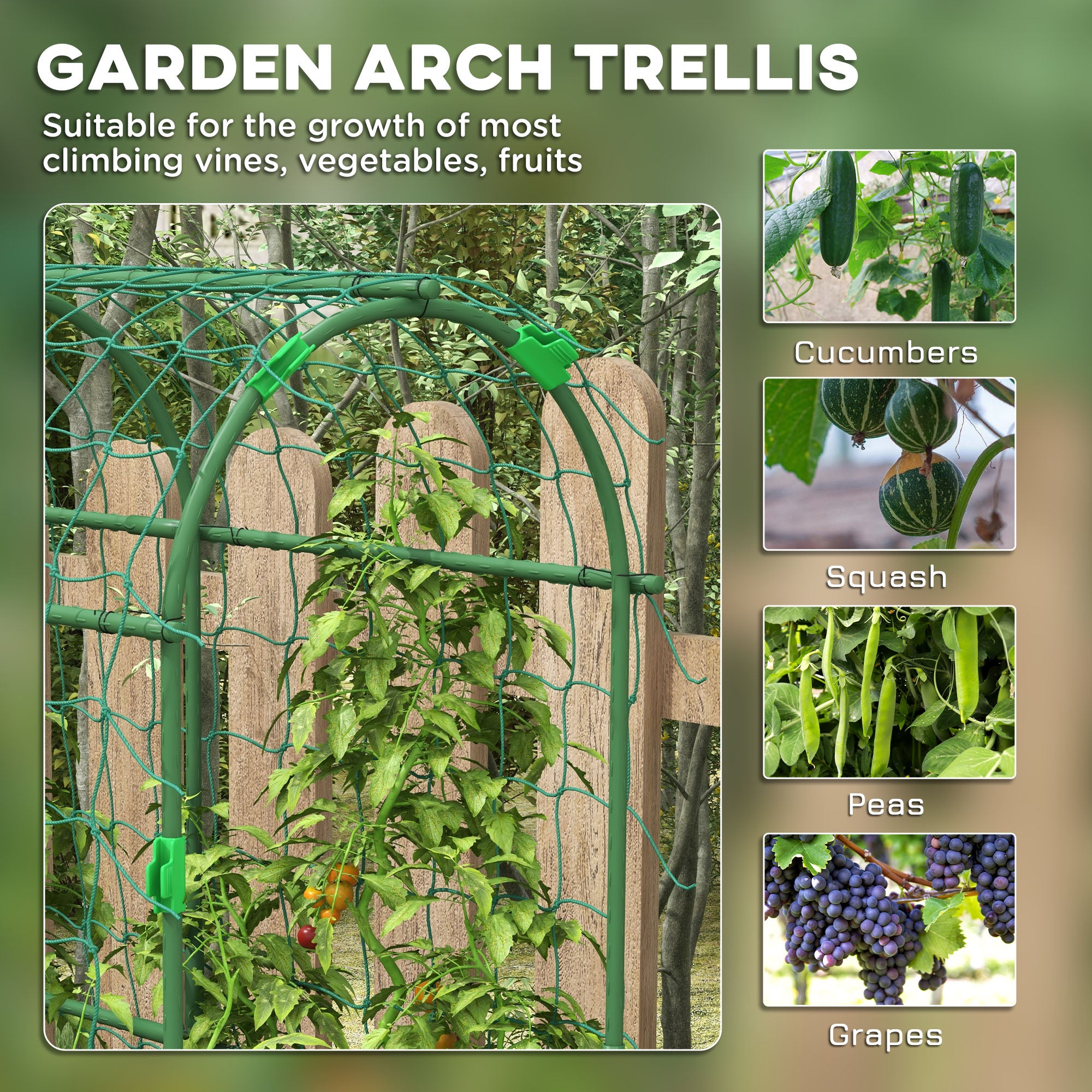 Metal Garden Trellis, Arch Trellis for Climbing Plants Outdoor, A-Frame, with Climbing Net, 17