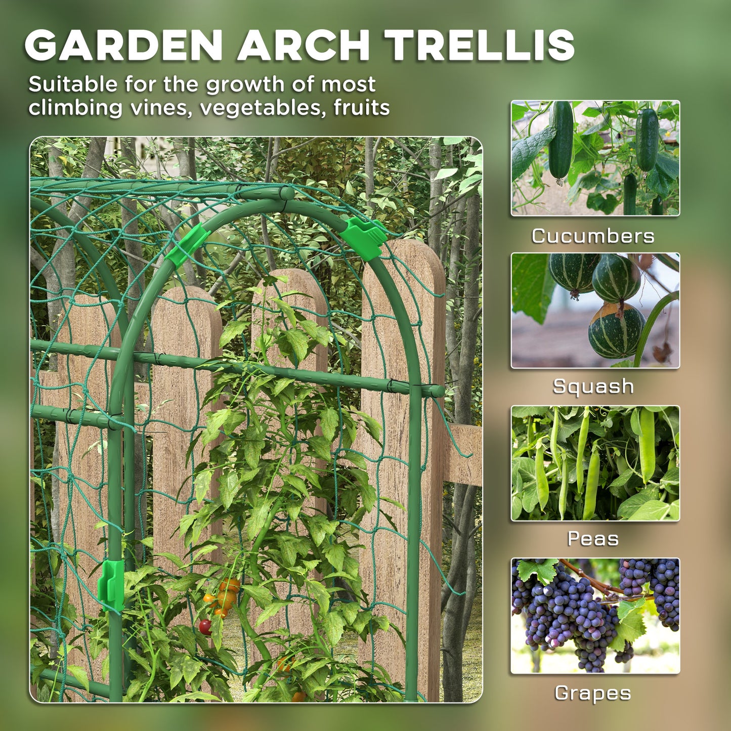 Metal Garden Trellis, Arch Trellis for Climbing Plants Outdoor, A-Frame, with Climbing Net, 17" x 72" x 72" Plant Stands   at Gallery Canada