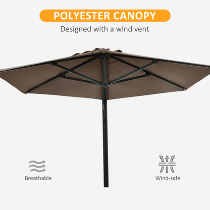 8 ft Wall Mounted Umbrella with 180° Rotatable Canopy, Patio Wall Parasol for Outdoor, Garden, Balcony, Yard, Khaki Sun Umbrellas   at Gallery Canada