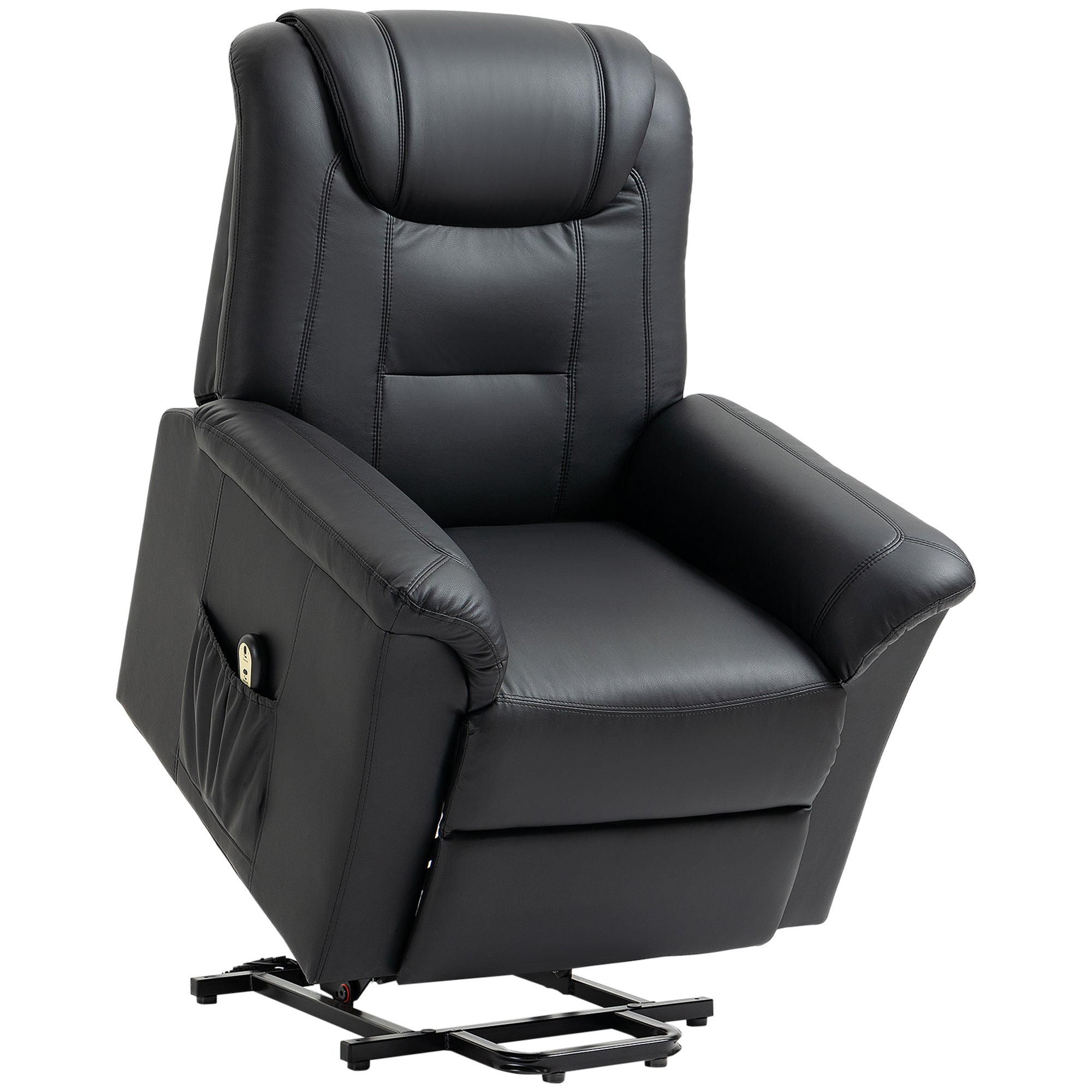 Electric Power Lift Chair for Elderly, PU Leather Recliner Sofa with Footrest and Remote Control for Living Room, Black Electric Power Lift Chairs   at Gallery Canada