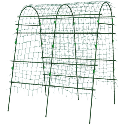 Metal Garden Trellis, Arch Trellis for Climbing Plants Outdoor, A-Frame, with Climbing Net, 57" x 66" x 81" Plant Stands Green  at Gallery Canada