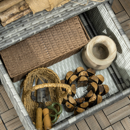 Rattan Wicker Outdoor Storage Cabinet with Shelf and Drawer, Mixed Grey Patio Storage Boxes   at Gallery Canada