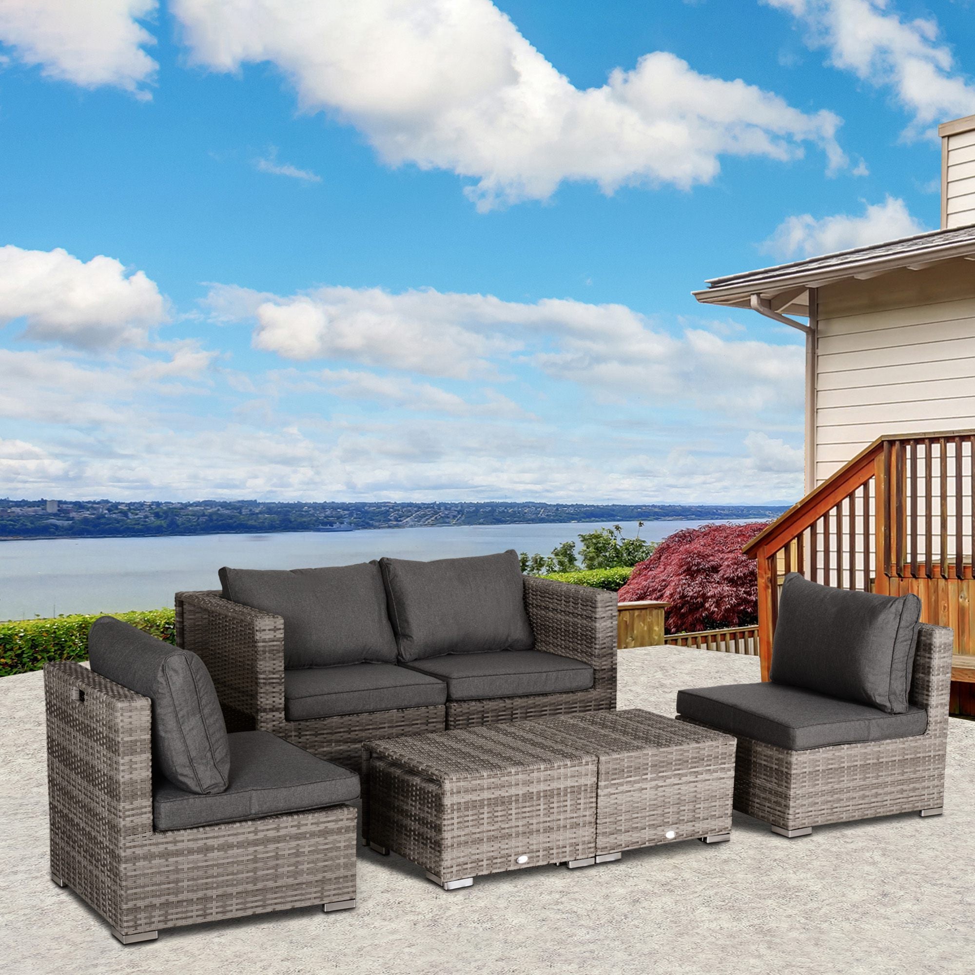 8-Piece Outdoor Wicker Patio Furniture Set with Reclining Seats and Table, Grey Patio Furniture Sets   at Gallery Canada