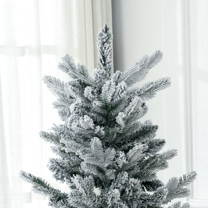 6' Artificial Flocked Christmas Tree with Snow Frosted Branches, Auto Open, Steel Base Pencil Christmas Trees   at Gallery Canada