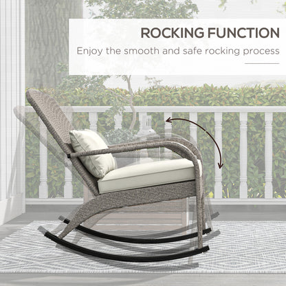 Adirondack Chair, Outdoor Wicker Rocking Chair with High Back, Seat Cushion and Pillow for Porch, Balcony, Cream White Patio Chairs   at Gallery Canada