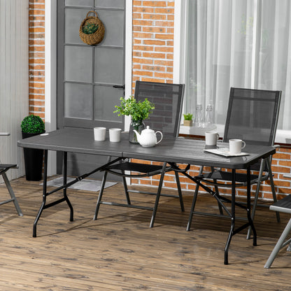 Foldable Patio Dining Table for 6, Rectangular Outdoor Table for Garden Lawn Backyard, Dark Grey Patio Dinning Tables   at Gallery Canada