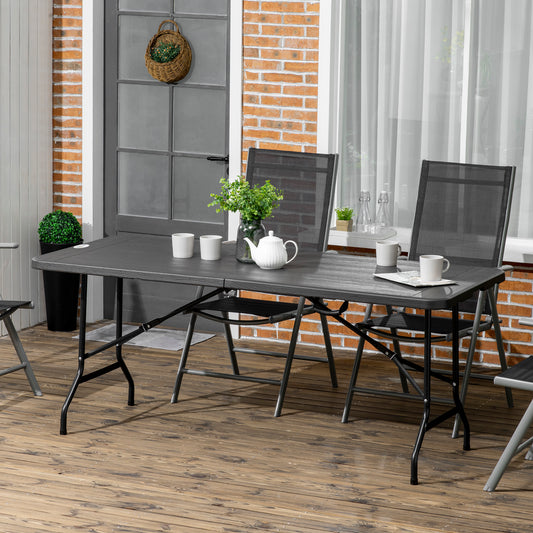 Foldable Patio Dining Table for 6, Rectangular Outdoor Table for Garden Lawn Backyard, Dark Grey Patio Dinning Tables Multi Colour  at Gallery Canada