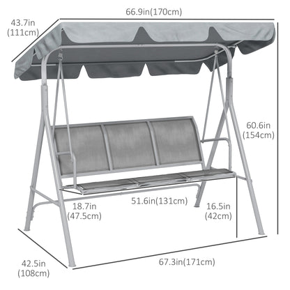 3-Seater Outdoor Swing Chair, Patio Swing, A Frame Porch Swing with Canopy, Garden Hammock Glider Bed, Light Grey Patio Swings with Stand   at Gallery Canada