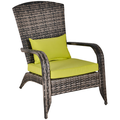 Wicker Adirondack Chair with Cushions, Tall Backrest, Armrests for Patio, Green Patio Chairs Green  at Gallery Canada