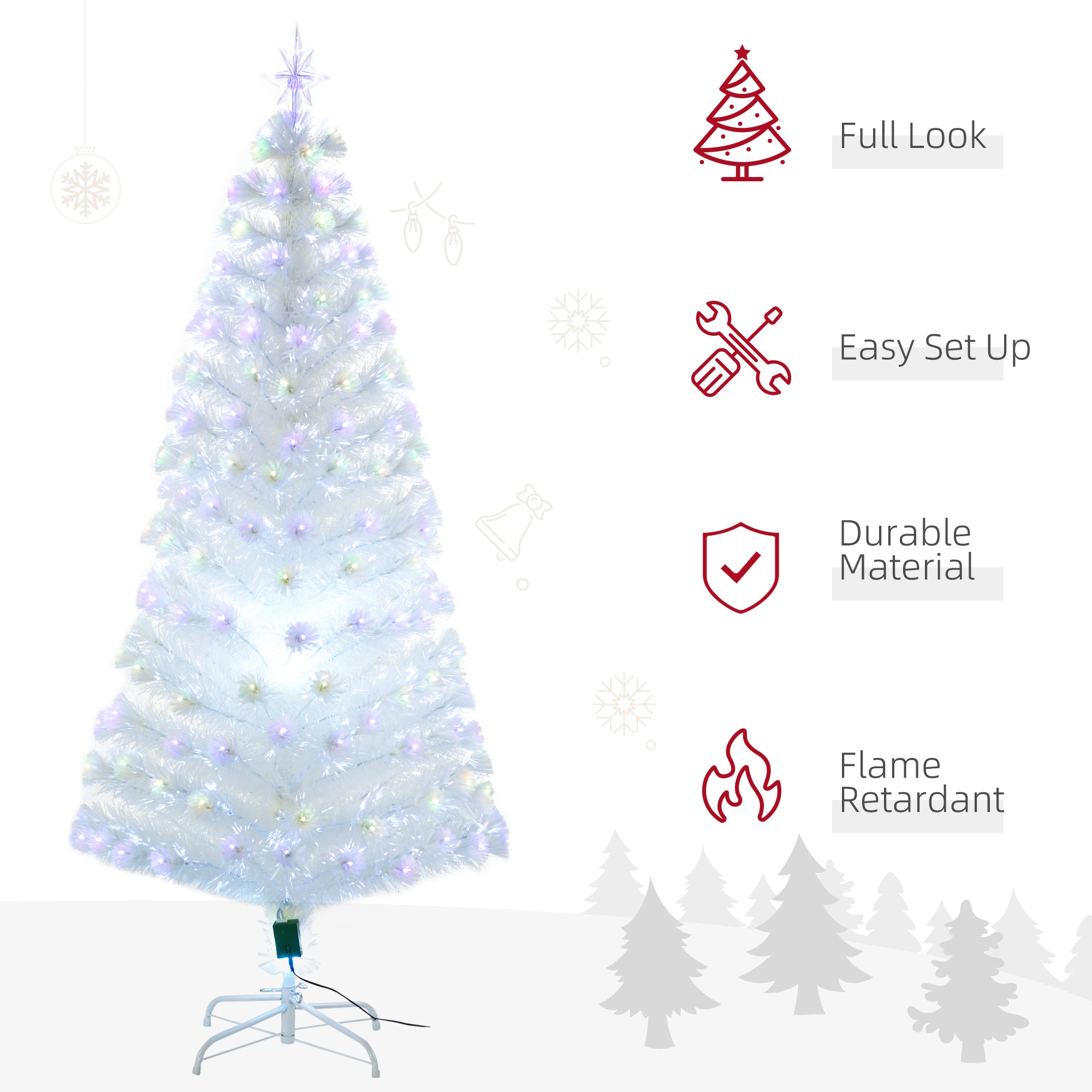 6FT Artificial Tree Multi-Colored Pre-Lit Home Christmas Decoration White Artificial Christmas Trees   at Gallery Canada