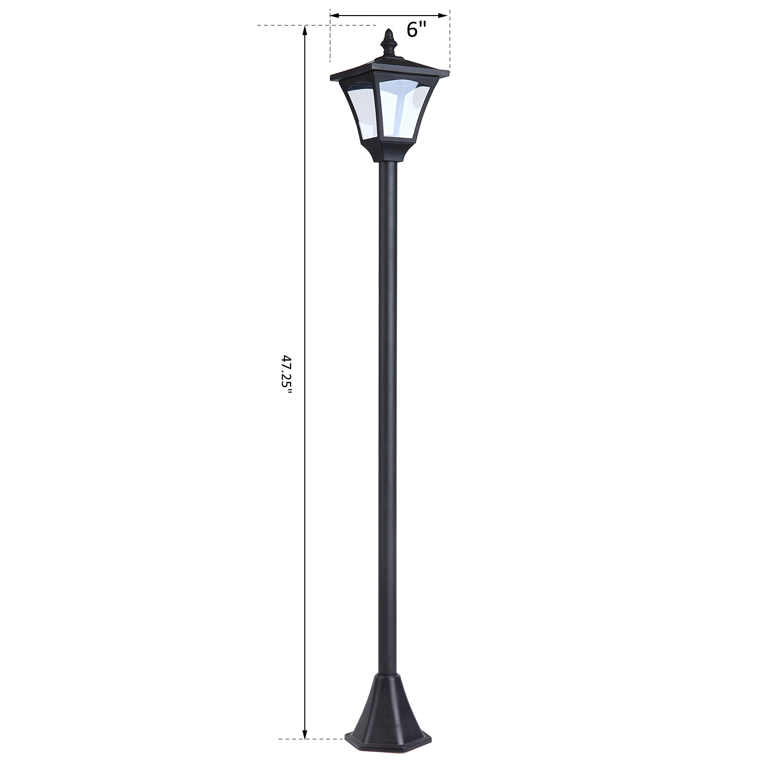 Single Solar Lamp Post Garden Solar-Powered LED Streetlight Style Outdoor Light Waterproof 5-6 Hours with Base for Lawn Pathway Walkway 47