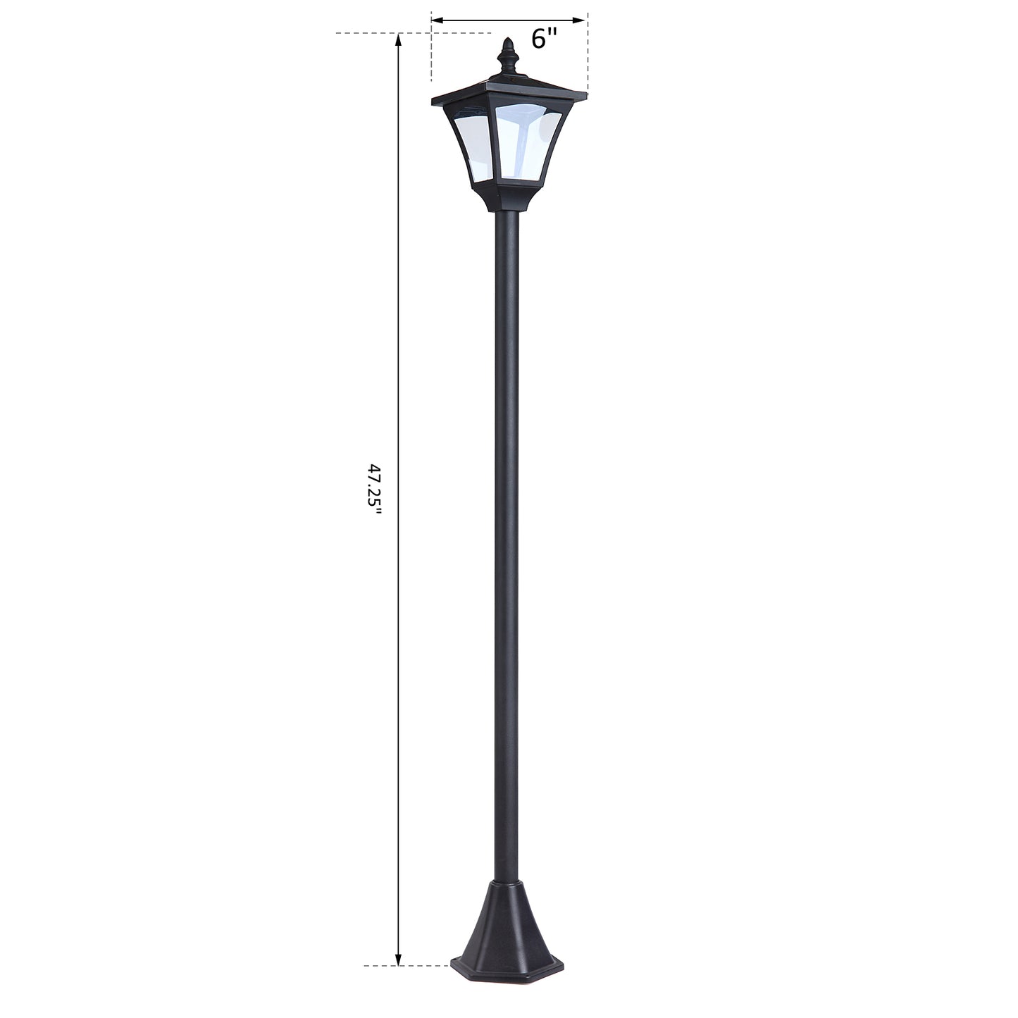 Single Solar Lamp Post Garden Solar-Powered LED Streetlight Style Outdoor Light Waterproof 5-6 Hours with Base for Lawn Pathway Walkway 47"H Solar Post Lamps   at Gallery Canada