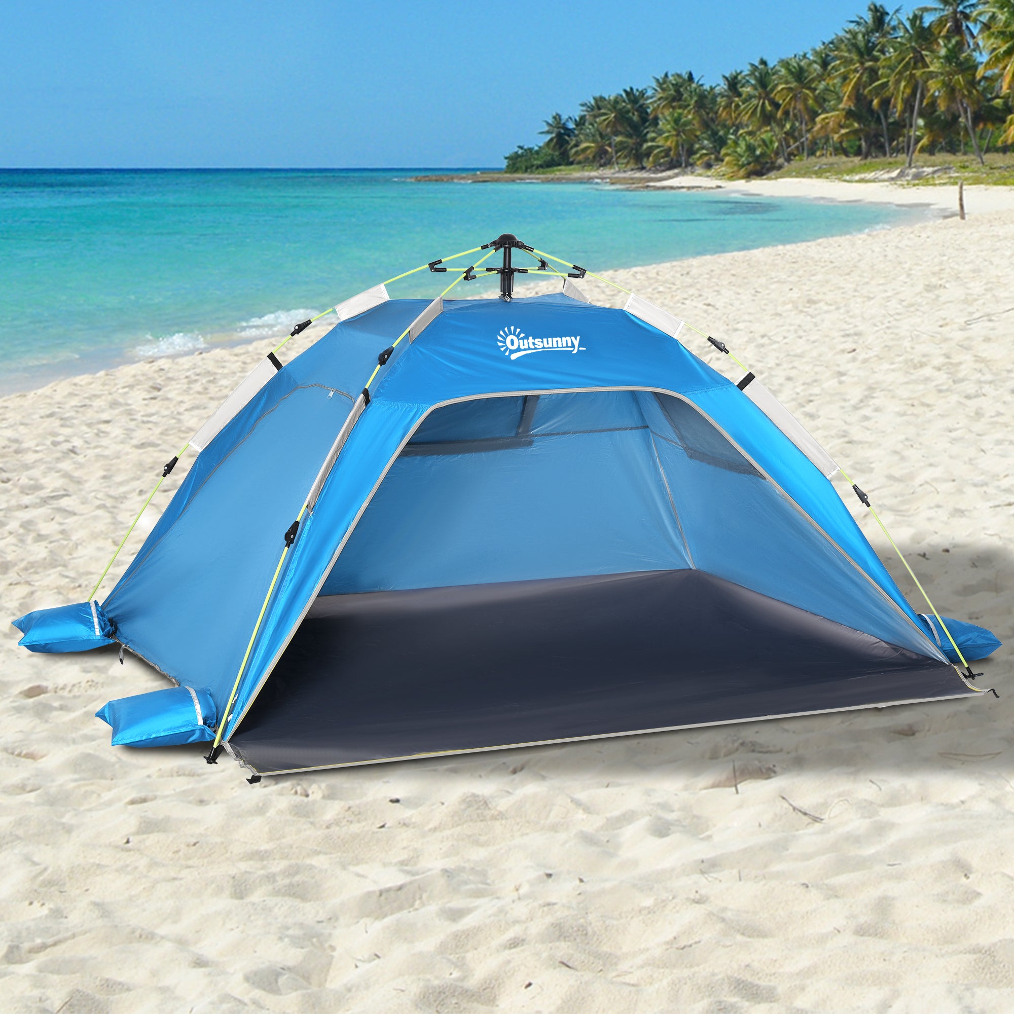 Pop Up Beach Tent for 1-2 Person, Partable Instant Sun Shelter with 2 Mesh Windows, 2 Doors, Carrying Bag, Sky Blue Camping Tents   at Gallery Canada