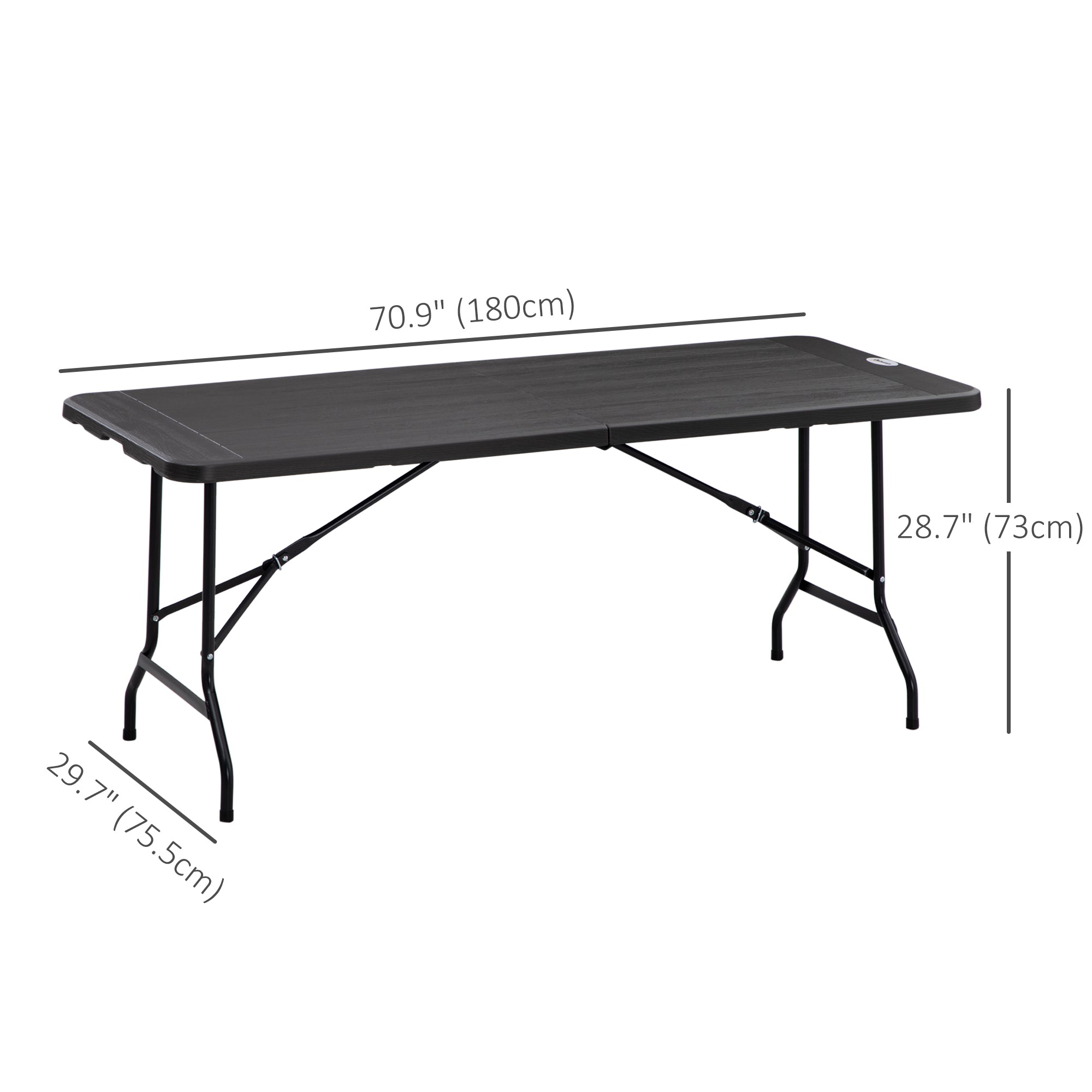 Foldable Patio Dining Table for 6, Rectangular Outdoor Table for Garden Lawn Backyard, Dark Grey Patio Dinning Tables   at Gallery Canada