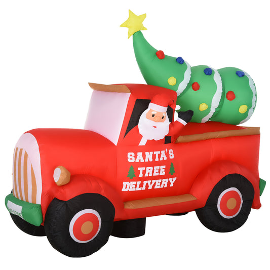 6ft Christmas Inflatable Santa Claus Driving A Truck with LED Lights, Blow-Up Outdoor LED Yard Display for Lawn, Garden, Party - Gallery Canada