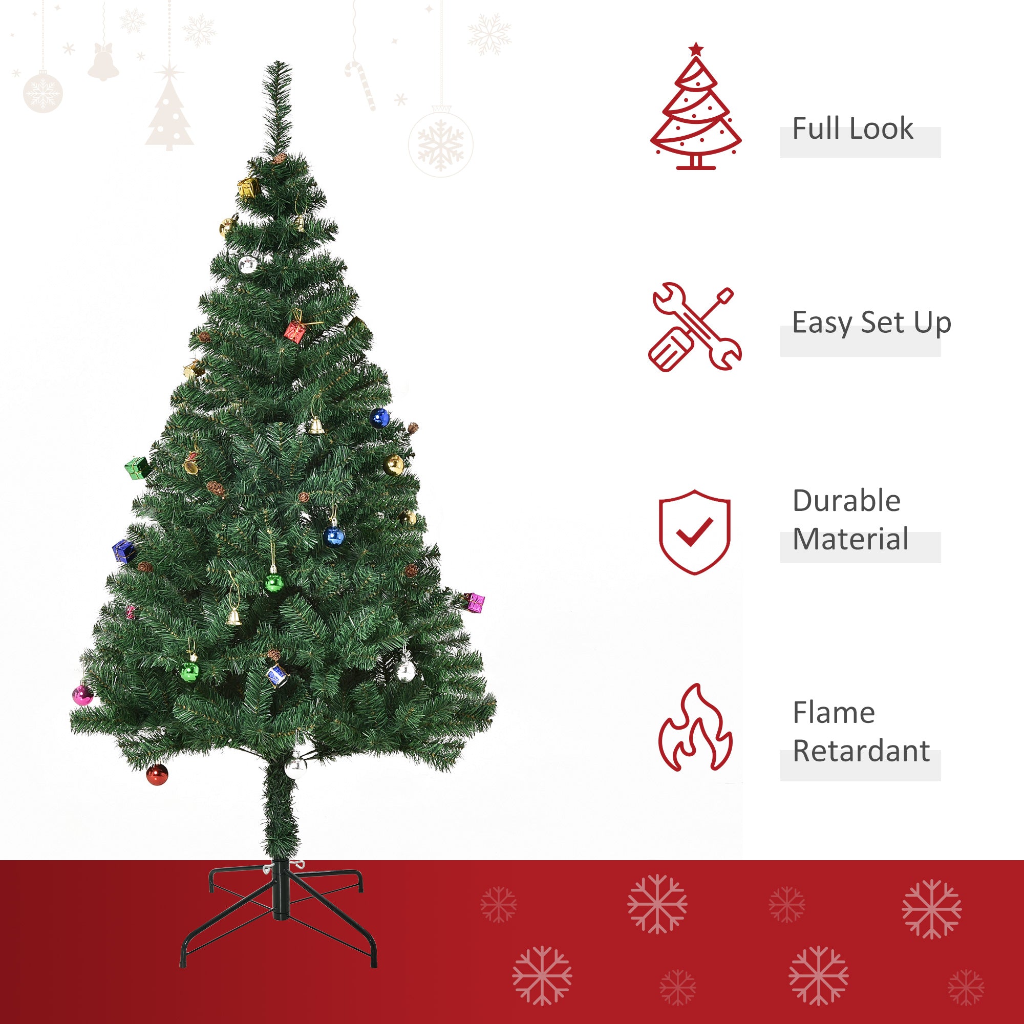 4.9ft Green Christmas Tree Artificial Xmas Holidays Party with Decoration Ornament Artificial Christmas Trees   at Gallery Canada