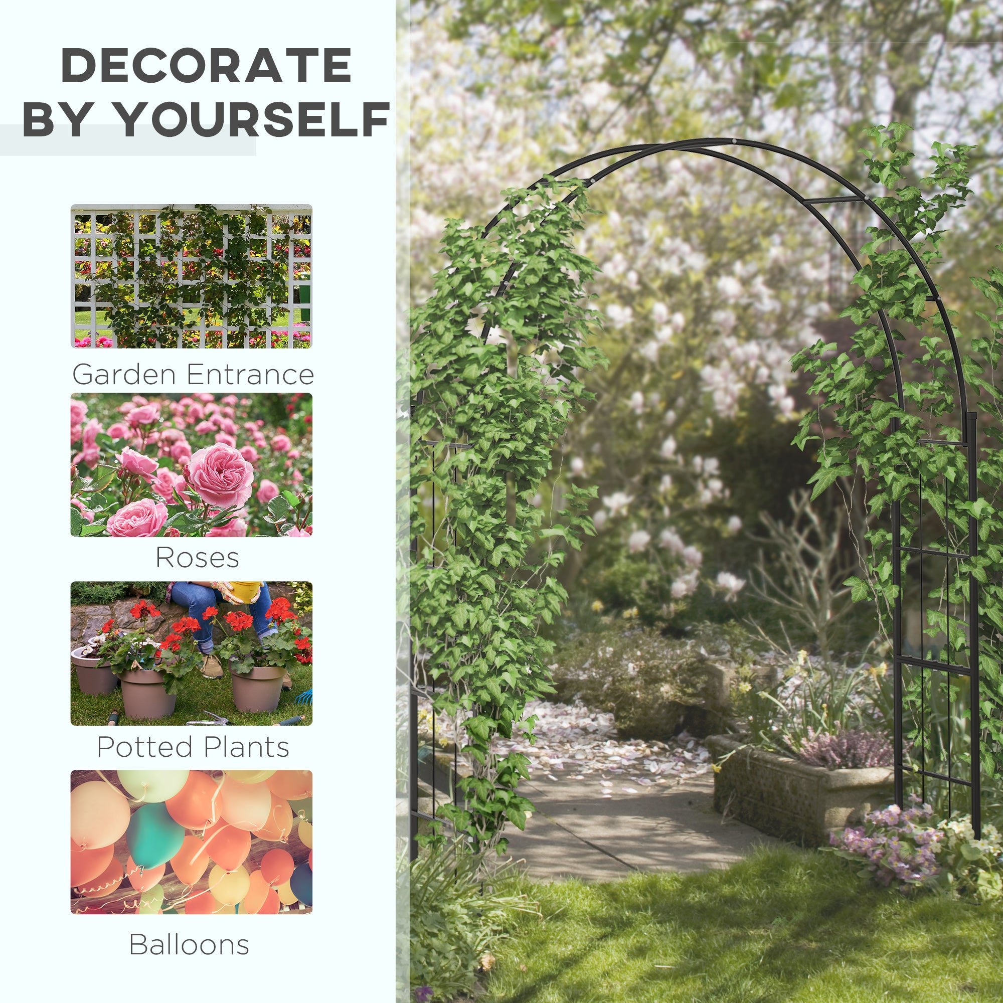 7FT Garden Arch Trellis, Outdoor Wedding Arbor for Ceremony for Climbing Roses, Vines and Plants Garden Arches   at Gallery Canada