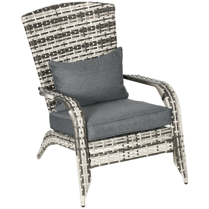 Wicker Adirondack Chair with Cushions, Tall Backrest, Armrests for Patio, Grey Patio Chairs Grey  at Gallery Canada