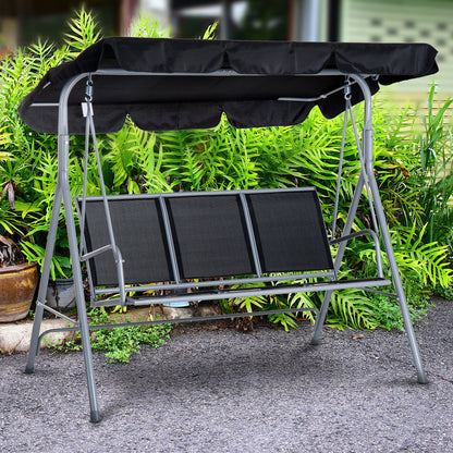 3-Seater Patio Swing, Outdoor Swing Chair, A Frame Porch Swing with Canopy Garden Hammock Glider Bed, Black Patio Swings with Stand   at Gallery Canada