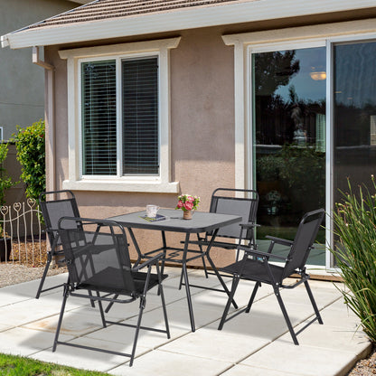 Foldable 5-Piece Outdoor Dining Set with Armchairs & Umbrella Hole, Black Bistro Sets   at Gallery Canada