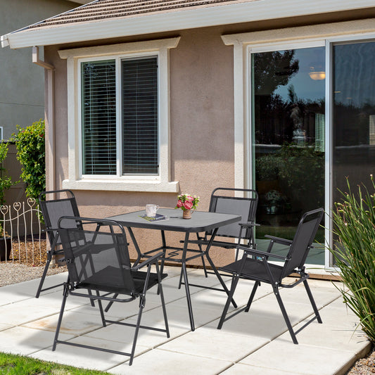 Foldable 5-Piece Outdoor Dining Set with Armchairs & Umbrella Hole, Black Bistro Sets Multi Colour  at Gallery Canada