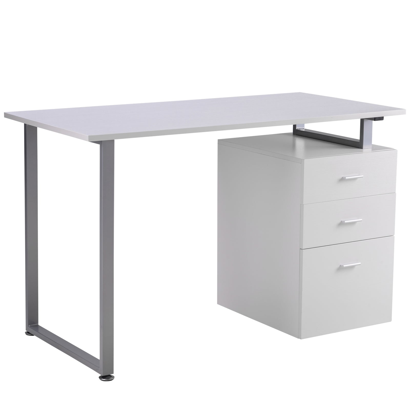 47" L Computer Desk Writing Table Workstation with Multi-Use Reversible File Drawers Metal Frame Home Office Furniture, White Writing Desks   at Gallery Canada