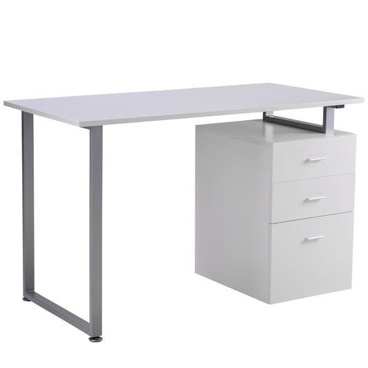 47" L Computer Desk Writing Table Workstation with Multi-Use Reversible File Drawers Metal Frame Home Office Furniture, White Writing Desks Multi Colour  at Gallery Canada