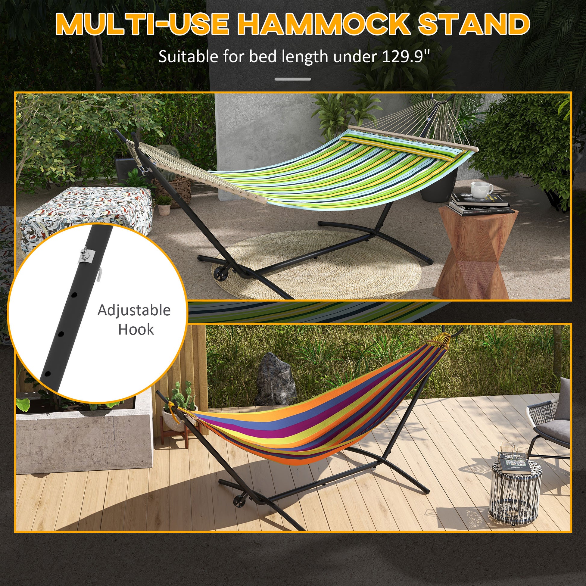 9.5ft Hammock Stand Only, Portable Hammock with Wheels, Adjustable Hammock Net Stand, for String-style, Brazilian-style, Flat-style, Rope-style Hammocks, Black - Gallery Canada