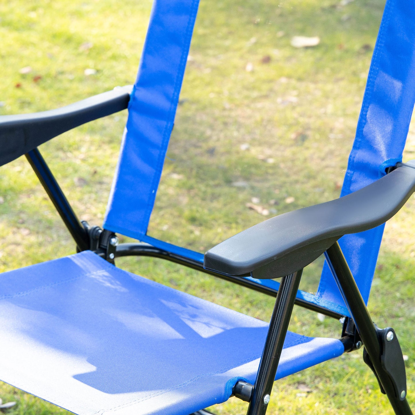 Double Camping Chairs Foldable w/ Reclining &; Headrest, Blue - Gallery Canada