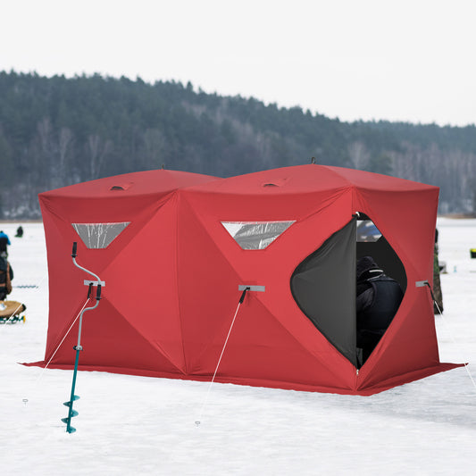 5-8 Person Pop-up Ice Fishing Shelter, Portable Ice Fishing Tent, Red - Gallery Canada