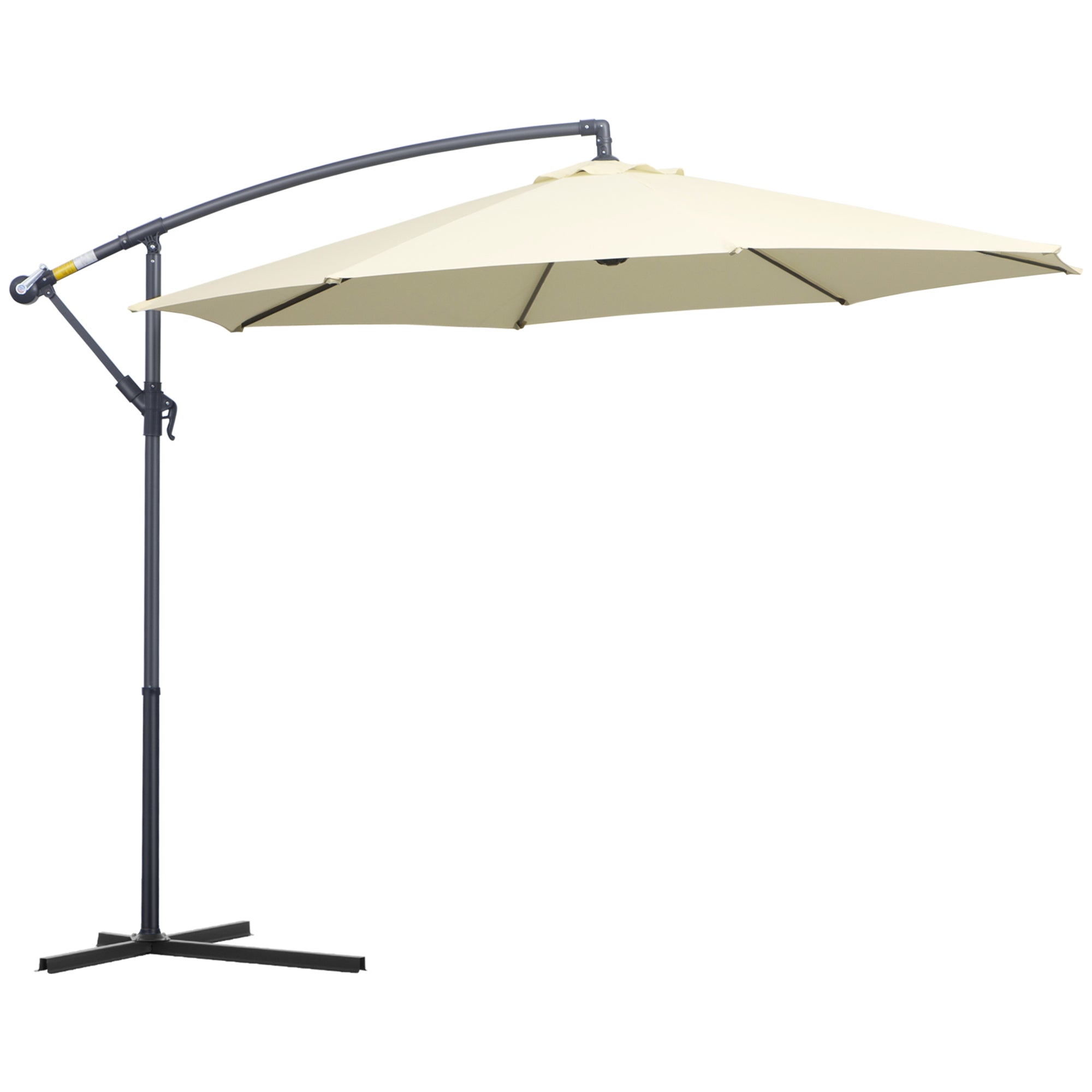 Φ10' Deluxe Cantilever Umbrella Outdoor Market Parasol Banana Hanging Offset Sunshade Crank Cross Base Beige Cantilever Umbrellas Beige  at Gallery Canada