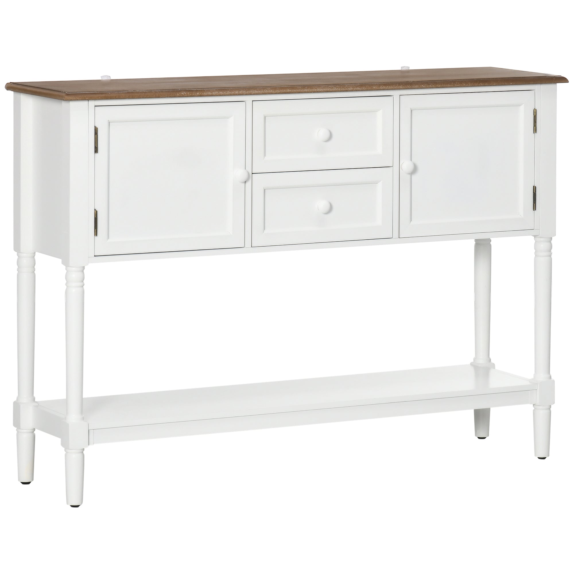 Vintage Console Table with 2 Drawers and Cabinets, Retro Sofa Table for Entryway, Living Room and Bedroom, White Console Tables White  at Gallery Canada