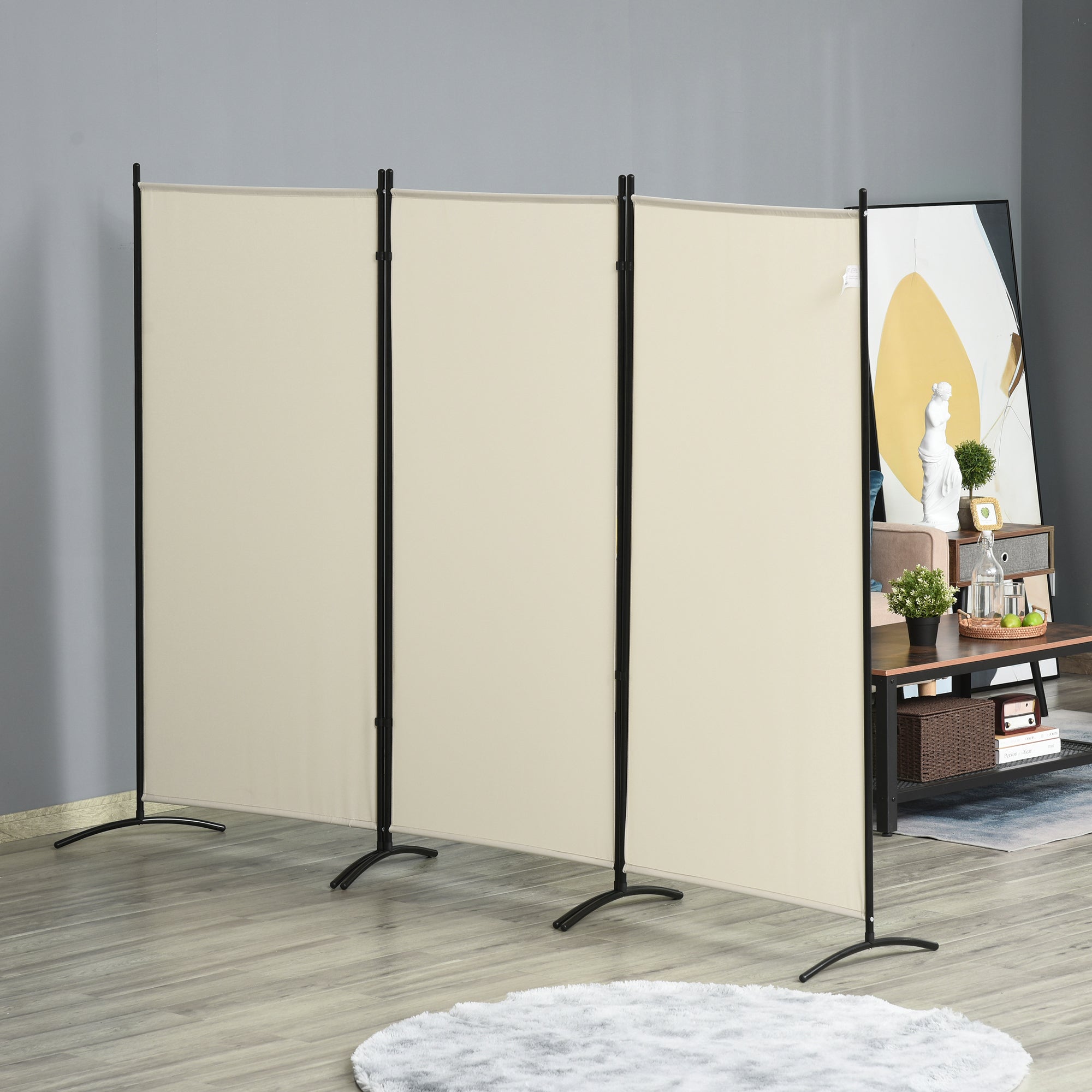 3-Panel Folding Room Divider, Privacy Screen, Indoor Separator Partition for Bedroom, Office, 100