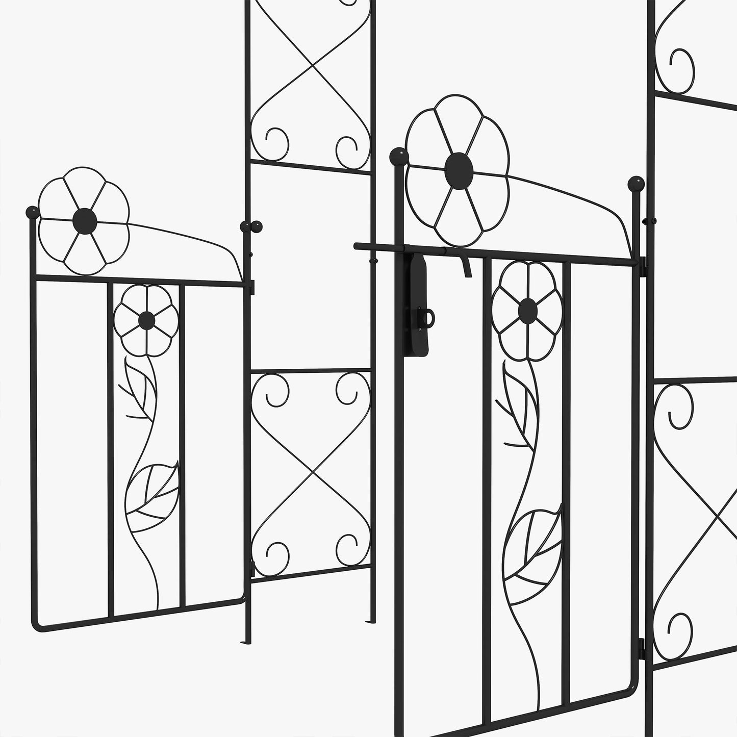 7.5FT Metal Garden Arbor with Double Gate, Arch Trellis for Climbing Vine Plants, Outdoor Wedding, Decoration, Black Garden Arches   at Gallery Canada