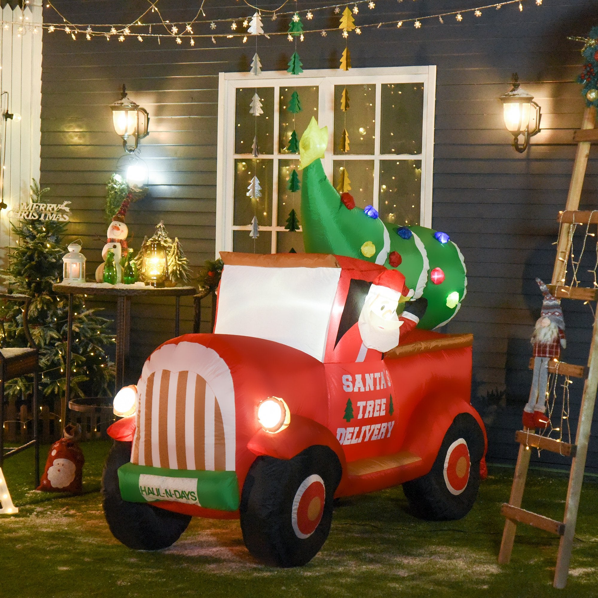 6ft Christmas Inflatable Santa Claus Driving A Truck with LED Lights, Blow-Up Outdoor LED Yard Display for Lawn, Garden, Party Christmas Inflatables   at Gallery Canada