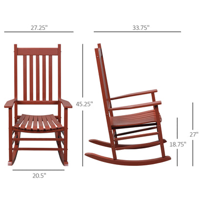 Wooden Porch Rocking Chair Outdoor Patio Rocker Garden Single Leisure Reclining Seat Armchair Wine Red Outdoor Rocking Chairs   at Gallery Canada