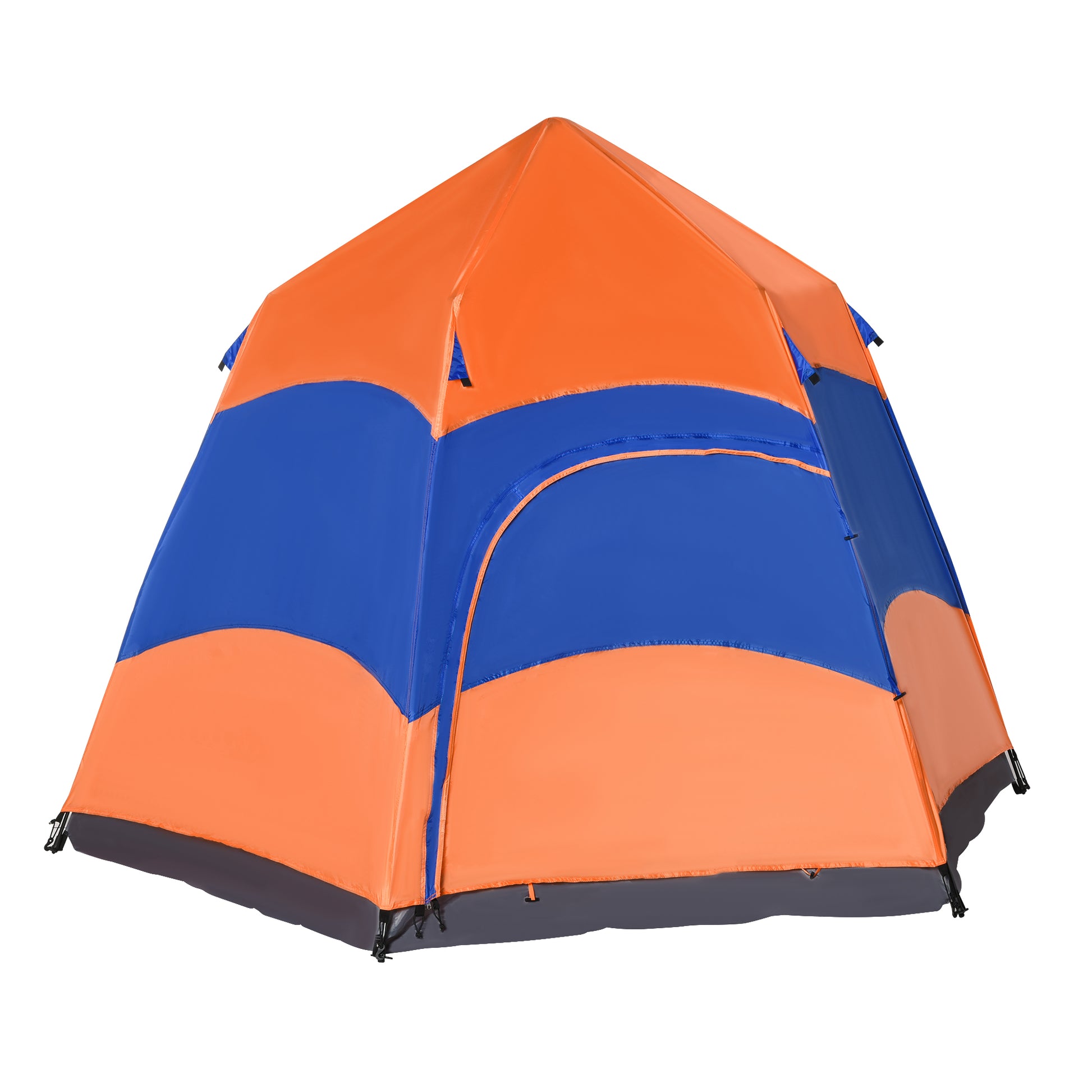 Hexagon Double Layer Easy Pop Up Camping Tent 4-6 Person Portable Folding Dome Shelter Hiking Travel Tent All Season Camping Tents Blue and Orange  at Gallery Canada