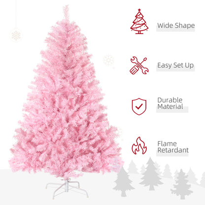 5' Artificial Pink Christmas Tree with Auto Open, Steel Base, Wide Shape for Indoor Xmas Decoration Artificial Christmas Trees   at Gallery Canada