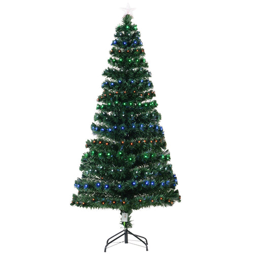 6FT Pre-lit LED Optical Fiber Christmas Tree Artificial Holiday Décor with Stand Green