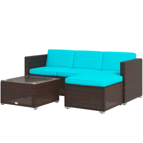 Patio Furniture w/ Soft Cushions, Corner Sofa Sets, Turquoise